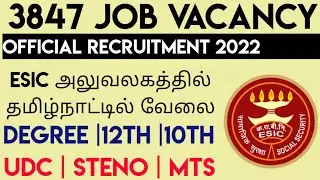 25500 சம்பளத்தில் தமிழ் நாட்டில் 3847 அரசு வேலை - Goverment Jobs 3847 Vacancies  | UDC - Steno - MTS
