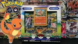 Pokemon Cards TCG Pokemon GO Charmander Pin Collection Box Opening
