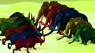 Five Zombie Mammoths Vs five Zombie Bull Fight | Animal Fights Videos
