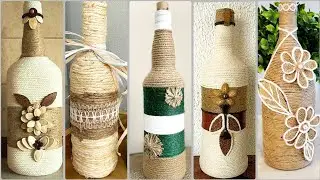 DIY Rustic jute rope bottles craft design ideas 2026/cozy Hand made jute rope bottles craft design 