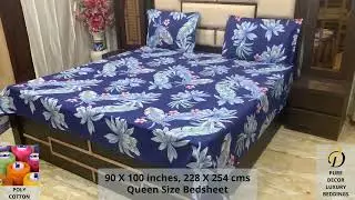 Pure Decor Luxury Bedding collection, Poly Cotton Queen Size Bedsheet with 2 Pillow Covers,1966