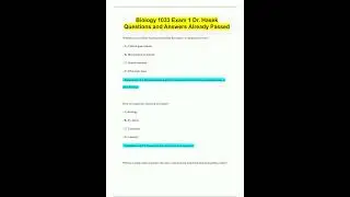 Biology 1033 Exam 1 Dr Hasek Questions and Answers Already Passed3314