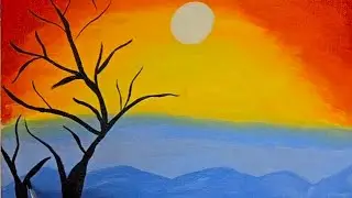 🌅 Colors of Nature &mdash; A Peaceful Sunset and Dancing Trees 🎨✨#art #drawing #artist #tatasierra