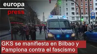 La organización juvenil comunista vasca GKS marcha en Bilbao y Pamplona 