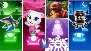 Music and dancing ball, Angela vs. Big Shark vs. Big Dinosaur! #Game#music games#cartoonanimation