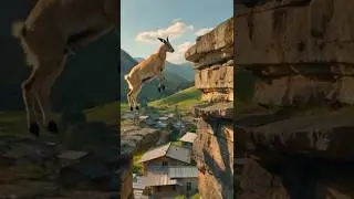 Defying Gravity: The Goat&rsquo;s Jump #FearlessGoat #NatureWonder #JumpOfFaith