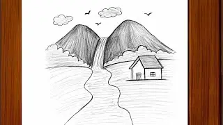 Easy nature drawing with pencil | Simple landscape drawing for beginners | Step by step 