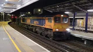 GBRF 66774 Passing Through Gravesend Station Pulling A Rake Of JNA Box Wagons Working 6M37 28/3/24