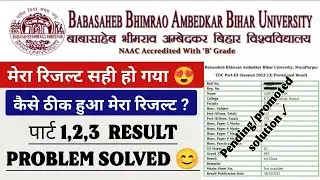 Brabu University result pending problem solved 😊 || मेरा रिजल्ट कैसे हुआ ठीक ? || bihar university |