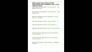 BSAC sports diver theory EXAM QUESTIONS AND ANSWERS 100 score Newest 2025