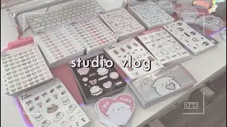 Studio Vlog | new sticker unboxing, packing orders, designs for anniversary shop update 🛍️🩷