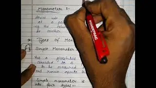 L-1 Types of Simple manometer (Piezometer,Utube manometer, Single column manometer , Inclined tube)