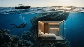 Making a Modern Mini Hotel in a Deep Underwater Cave (ASMR)