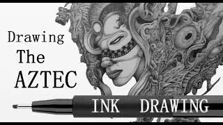 Pen Drawing .  THE AZTEC  surreal science fiction art   #artdrawing  #art   #artshorts