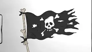 How to Draw PIRATE FLAG Step by Step