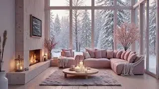 Умиротворяющая зимняя атмосфера ❄️ Снежный ветер, потрескивание камина и успокаивающие звуки для сна