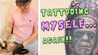 TATTOOING MYSELF... AGAIN!! #tattooapprentice #tattoos #tattooartist #learning #tattoo #horrortattoo