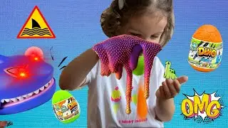 ВЛОГ Злая Акула Против Динозавра 🎭 SLIME 🦕 Hungry SHARK World 🦖