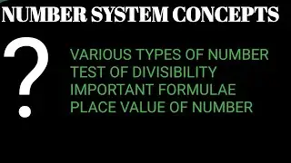 Number System Concepts Various types of number TESTof Divisibility 