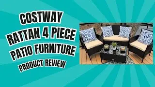 Costway 4 Piece Rattan Patio Conversation Furniture Set
