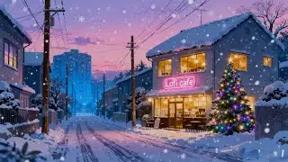 Snowy Japanese Lofi Coffee Shop ❄️ Cozy Winter Street Ambience | Chill Beats for Study, Work & Relax