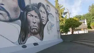 Chemainus BC Canada. Artisan Village - Walking around Vancouver Island - Downtown Area & Murals.