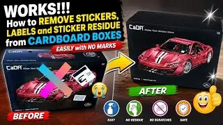 WORKS!!! How to remove stickers, labels and sticker residue from cardboard boxes easily with NO MARK