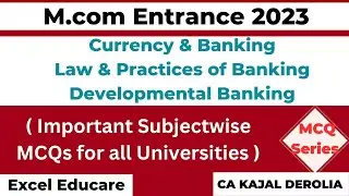 Banking | MCQ for M.com Entrance 2023 | M.com Entrance Exam 2023 | CUET | DUET | AU | CPET |