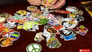 Unpackaging of the Cool Sticker's 100pcs Random Music Film Vinyl Skateboard Guitar Tr