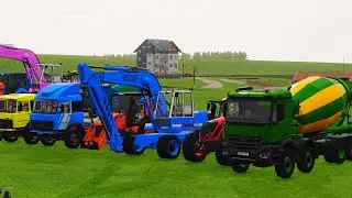 TRANSPORTING EXCAVATOR MIXER TRUCK TRACTORs Backhoe loaders with truck in Game FARMING SIMULATOR 22
