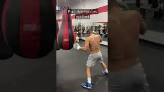 Left hook on the bag and sparring
