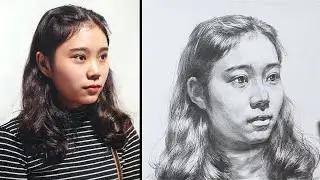 Рисуем реалистичный портрет графитовыми и угольными карандашами