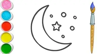 Draw Moon Stars for kids  pencil sketch / How to draw moon and Allah name on Moon / Easy way to draw