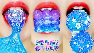 ASMR Galaxy Emoji Food 갤럭시 먹방 Honey Jelly, Planet Jelly, Kohakuto Eating Sounds MUKBANG