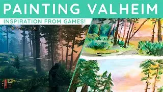 PAINTING SCENES FROM VALHEIM | Art Inspiration form Video Games | Mixed Media Speedpaint | Chatty