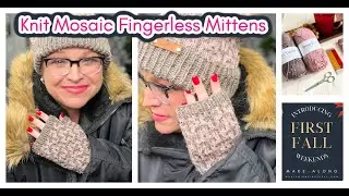 Cocoa Dreams Knit Mosaic Fingerless Mittens - Free Pattern!