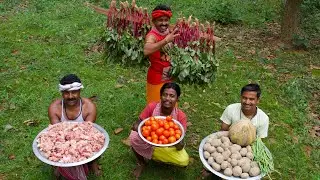 CHICKEN CURRY & Mixed Vegetables cooking for Tribal village people | villfood Kitchen