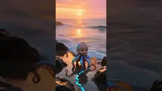 🌊 Baby Octobabe&rsquo;s Journey to the Sea 🐙✨#Octobabe #FantasyCinematic #4KVisuals #OceanMagic