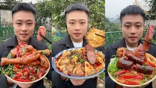 Yummy #55 Eat Meat 🍖🥓🫑🌶️🦑🍲, chicken 🍗🍗, Shrimp 🦐🦐.. #mukbang #eatingshow #yummy 
