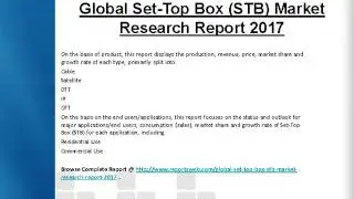 2017 Set-Top Box (STB) Market Study & 2022 Forecast Analysis