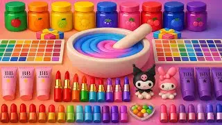 ASMR DIY слайм видео 🌈 Радужный мечтательный слайм с косметикой, теней для век, бусинами и блёстками