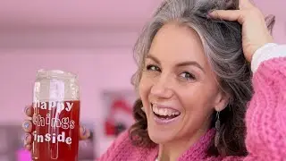 Makeup for women over 40 with grey hair | Easy weekend look & a surprise curly look