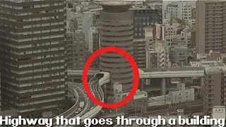 Building that has a highway going through it | Osaka Japan