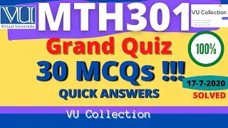 mth301 grand quiz | solved | mth301 quiz | mth 301 | 30 mcqs | in 10 minutes