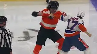 Back to Back fights between the Philadelphia Flyers vs New York Islanders (2022 NHL)