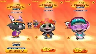 Talking Tom Gold Run NEW UPDATE New Character Streamer Tom VS Biker Tom VS Skater Becca Lava Escape