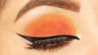 Simple Orange Eyemakeup/Easy wearable Eyemakeup with winged Eyeliner