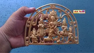 Maa durga murti making at home small | easy Metal look Durga idol | Art Tech