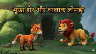 भूखा शेर और चालाक लोमड़ी की कहानी‌ ‌! #cartoon #hindi khaniya #fox #lion #story 