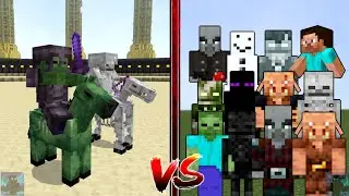 Zombie Knight + Skeleton Knight vs every mob, all mobs, Herobrine | Minecraft PE Mob Battle